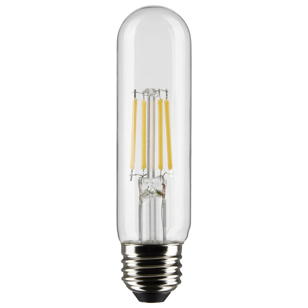 Satco S21344 5.5T10/LED/CL/927/120V/E26 5.5 watt T10 LED Clear Filament Tubular Lamp, Medium (E26) Base, 2700K, 450 lumens, 15,000hr life, 120 Volt, Dimming