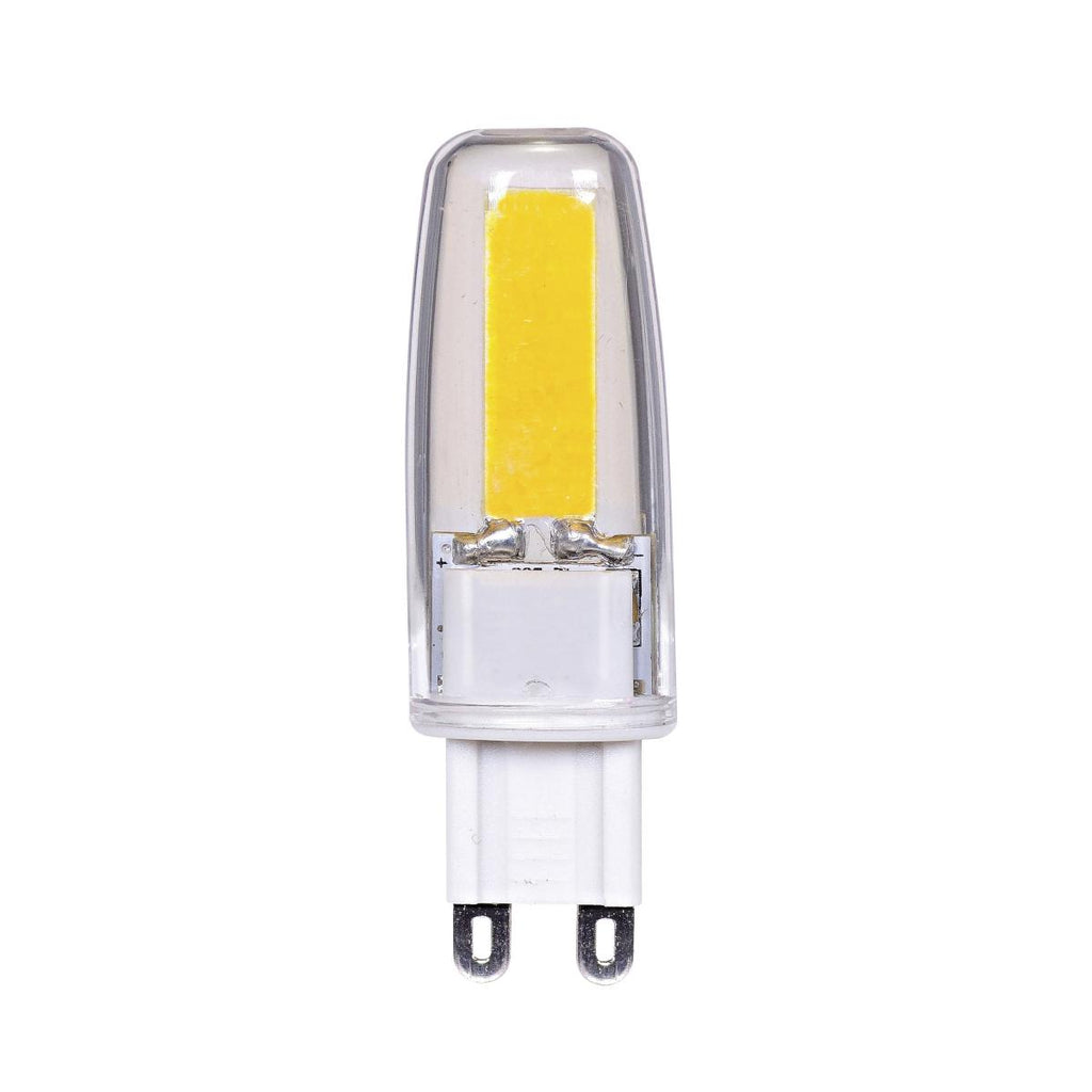 Satco S29548 4W/LED/JCD/G9/120V/3000K Clear 4 watt JCD LED Tubular Lamp, Bi-Looped Pin (G9) base, 3000K 480 lumens, 25,000hr life, 120 volt, Dimming *Discontinued*