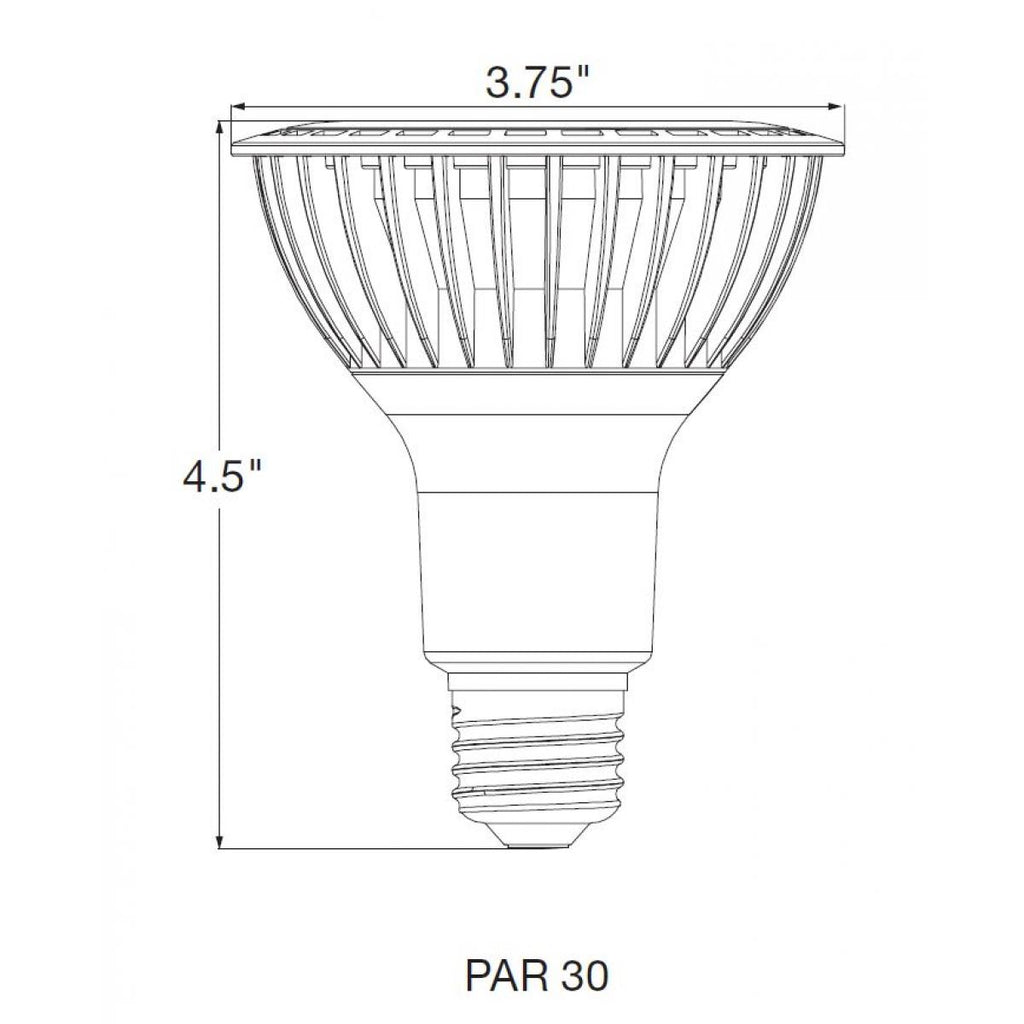 Satco S29764 21.5PAR30LN/LED/930/HL/120-277 21.5 watt PAR30 LED Long Neck Floodlight Lamp, Medium (E26) Base, 40 Deg Beam Angle, 3000K, 1800 lumens, 25,000hr life, 120-277 Volt, Non-Dimmable