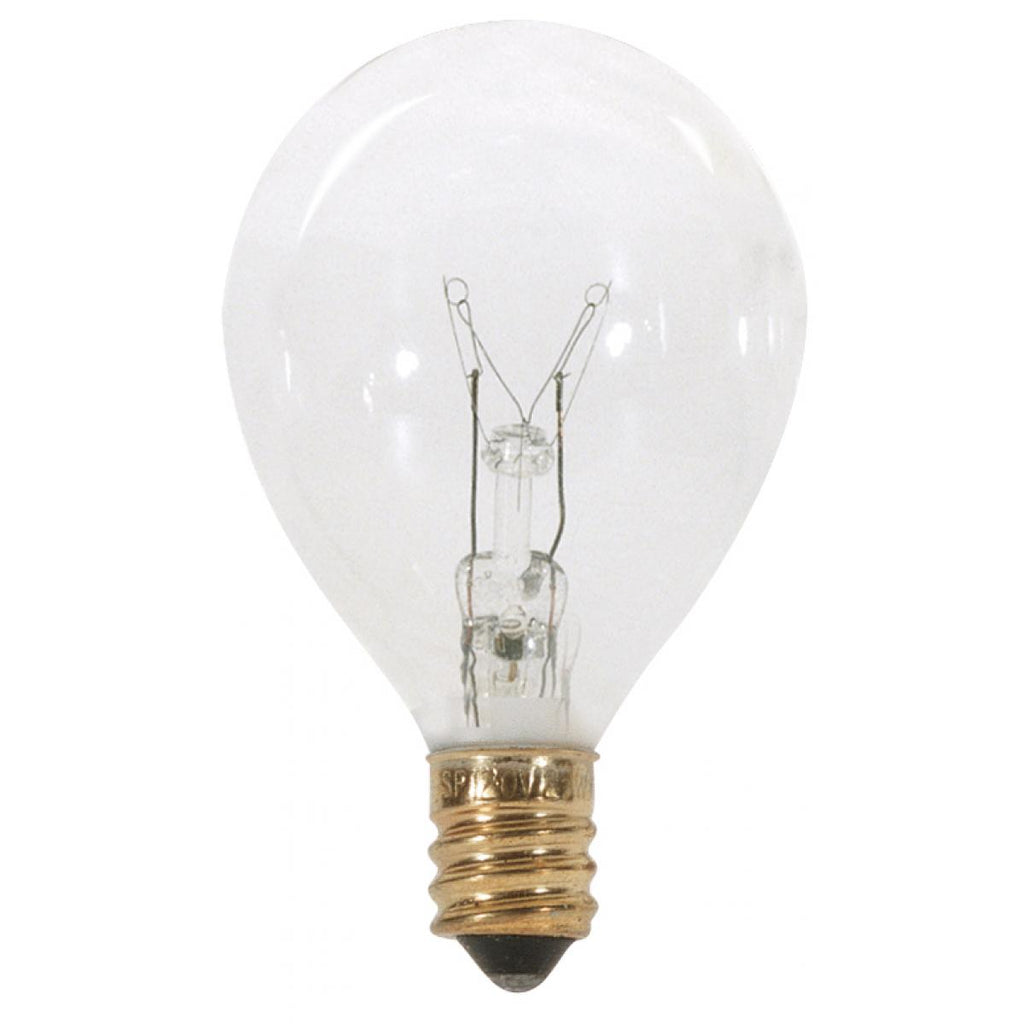 Satco S3844 10G12-1/2/CL Clear 10 watt G12 1/2 Pear Lamp, Candelabra (E12) base, 60 lumens, 1,500hr life, 120 volt