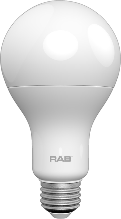 Rab A21-15-E26-930-DIM 15 watt A21 LED Lamp, Medium (E26) Base, 3000K, 1100 lumens, 25,000hr life, 120 Volt, Dimming