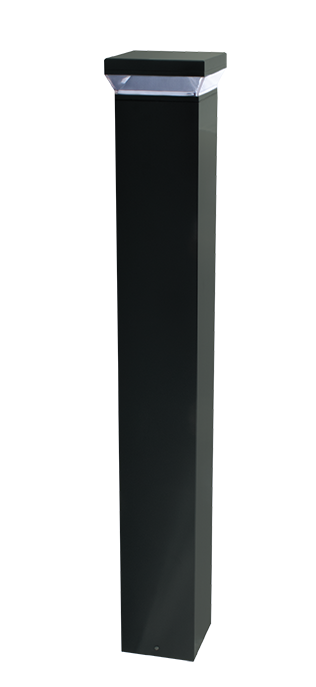 Rab BLED24Y  24 watt LED Square Bollard, 42" tall, Frosted Vandal Resistant Polycarbonate lens, 3000K, 2163 lumens, 100,000hr  life, 120-277 volt, Bronze Finish