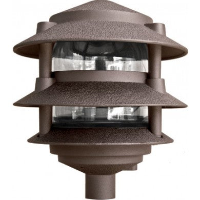 Dabmar D5000-BR Incandescent 3-Tier Cast Alum Pagoda Landscape Fixture, 6"w x 7"h, 25w max A19 Bulb (E26) Base Excluded, 120 volt, Bronze Finish