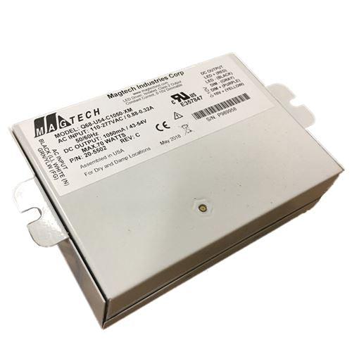 Magtech Q68-U54-C1050-XM 70 Watt, 1050MA Constant Current Driver, Stud Mount, Bottom Feed, 120-277VAC, 34-54VDC, 0-10V Dimming