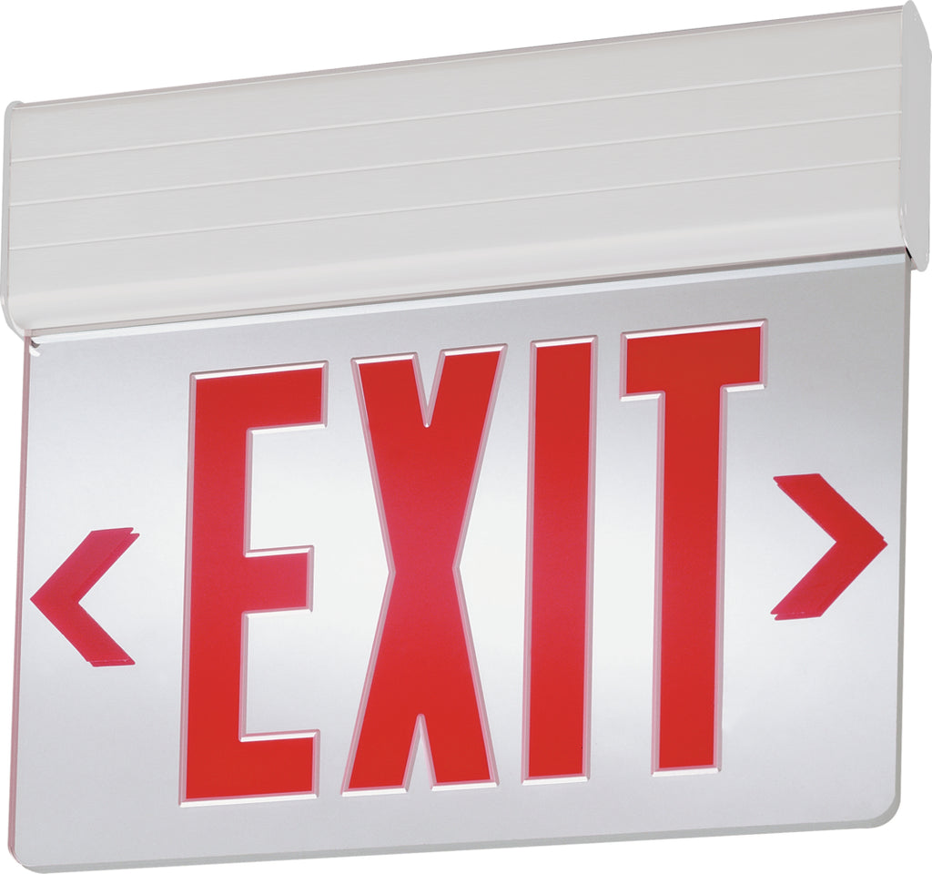 Lithonia EDGR-1-R-EL Recessed Edge-Lit Exit Sign, Single Face, Red Letter on Clear, Nickel Cadmium Battery, Brushed Aluminum Housing, 120/277V