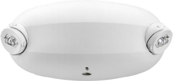 Lithonia ELM2L 2-Light Emergency Bug-Eye Light Fixture, 220 lumens, 120-277 Volt, Battery Backup, Self-Testing, White Housing, Made in Mexico