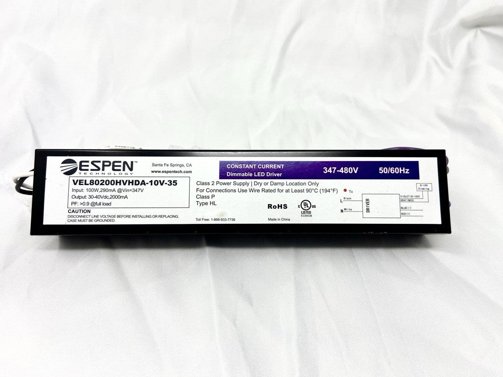 Espen VEL80200HVHDA - 10V - 35 100W Constant Current LED Driver - Lighting Supply Guy