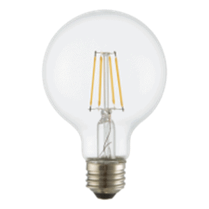 TCP FG25D4027E26SCL95 4w LED G25 Globe Filament Lamp, Medium (E26) Base, 2700K, 350 lumens, 15,000hr life, 120v, Dimmable