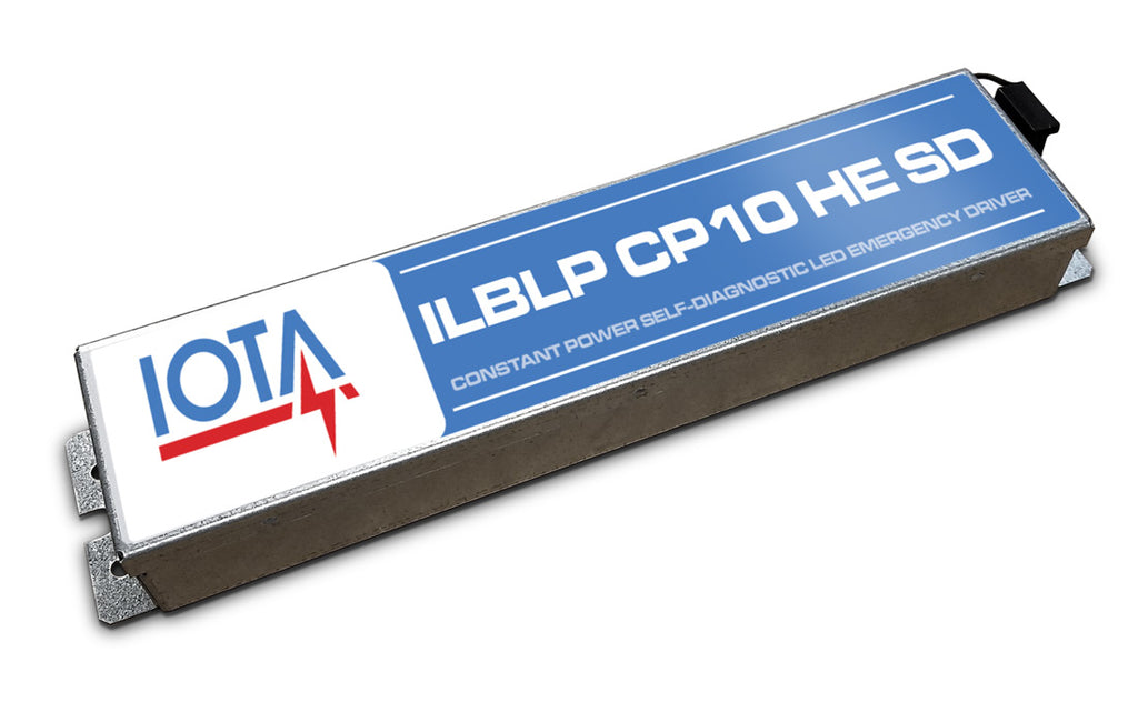 Iota  ILBLP-CP10-HE-SD-A 10 watt Constant Power Low Profile Emergency LED Driver with Self Diagnostics, 15-55v DC Nominal Output, Dual Flex Mounting, Title 20 Compliant