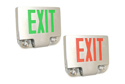 Utopia CKXTE-3-G-A-A-EM Green Letter Universal Exit Sign Combo, Aluminum Housing, Aluminum Face, EM Backup