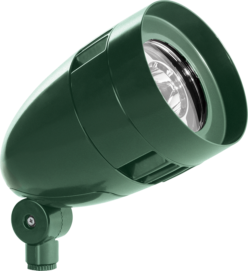 Rab HBLED13VG  13 watt LED Bullet Shaped Floodlight Fixture, 5-1/2" x 8-3/4" tall, 5000K, 1490 lumens, 100,000hr life, 120-277 volt, Verde Green Finish