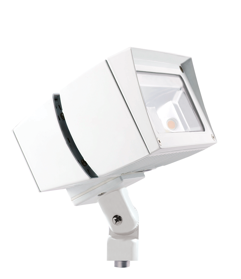 Rab FFLED80 80 watt LED Floodlight Fixture to replace 250W MH, 11" x 7-1/2" x 10" tall, 1/2" Threaded Knuckle Mount, 5000K, 9672 lumens, 100,000hr life, 120-277 volt, Bronze Finish. *Discontinued*