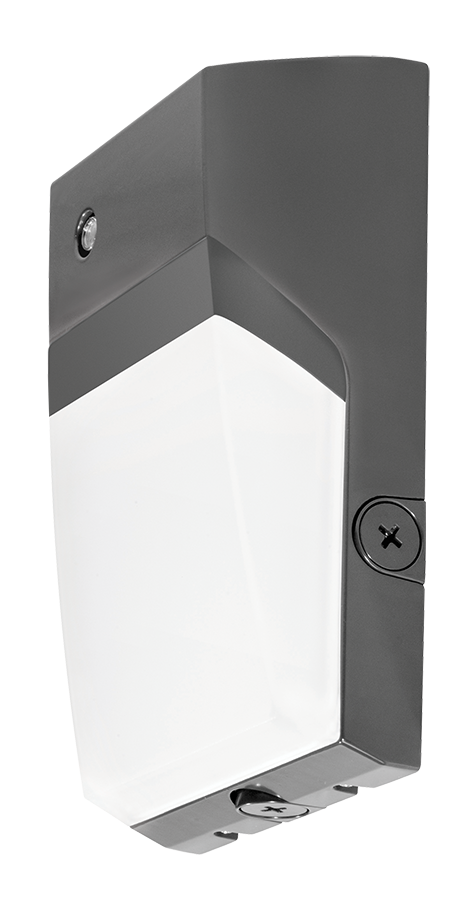 Rab WPTLED25/D10/PC2  25 watt watt LED Tallpack Wall Fixture w/ Photocell to replace 70W MH/50W HPS, Wall Mount, 7-3/8" x 3-3/4" x 11-1/2" tall, 5000K, 2588 lumens, 100,000hr life, 120-277 volt, 0-10V Dimming, Bronze Finish