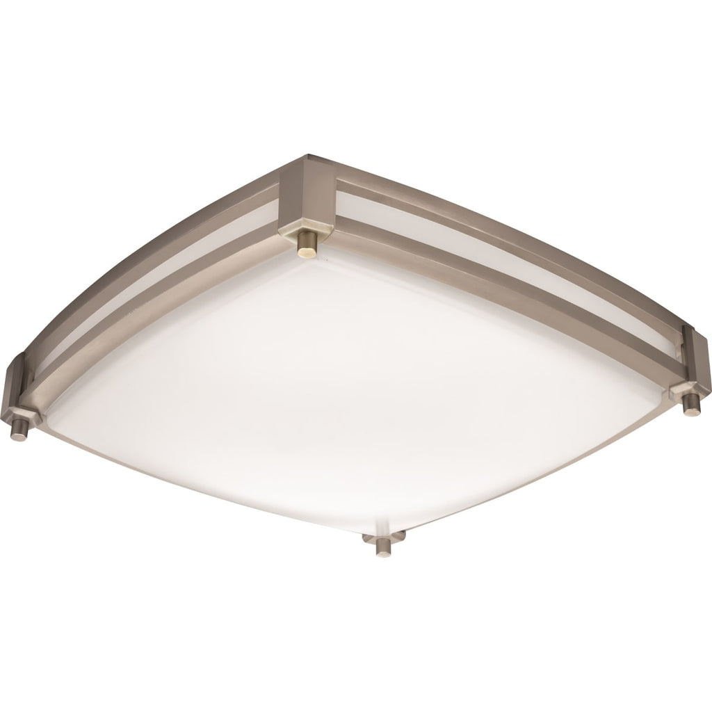 Lithonia FMSSATL 13 14840 BN M4 16 watt LED 12.6" Square Flush Mount Fixture, 4000K, 1100 lumens, 50,000hr life, 120 Volt, Dimming, Brushed Nickel Finish