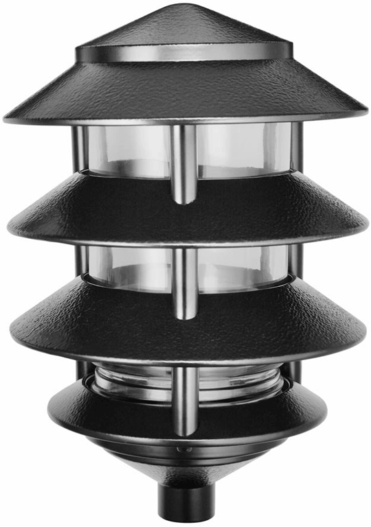 Rab LL22B/F13  4-Tier Pagoda Fixture, 6" x 8.5" tall, w/ 13W Double-Tube 2-Pin (GX23-2) base CFL, 860 lumens, 120 volt, Black Finish. *Discontinued*