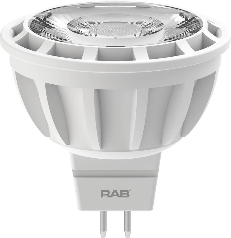 Rab MR16-8-940-25D-DIM 9 watt MR16 LED Reflector Lamp to replace 50W Halogen, Bi-Pin (GU5.3) base, 4000K, 25,000hr life, 12 volt, Dimming to 10%