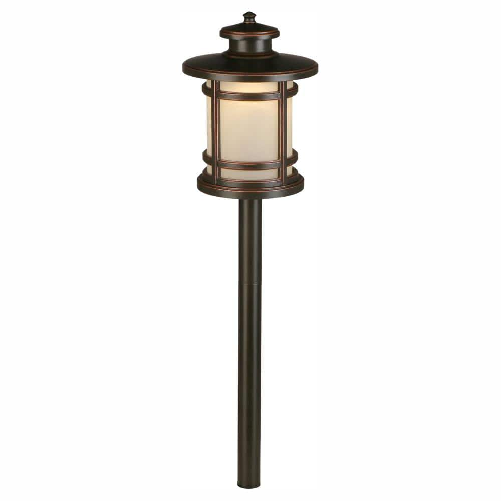 Hampton Bay JAQ1501L-2/CRAC 3 watt LED Pagoda Light Fixture, 3000K, 155 lumens, 12 Volt, Textured Glass, OiL Rubbed Bronze Finish