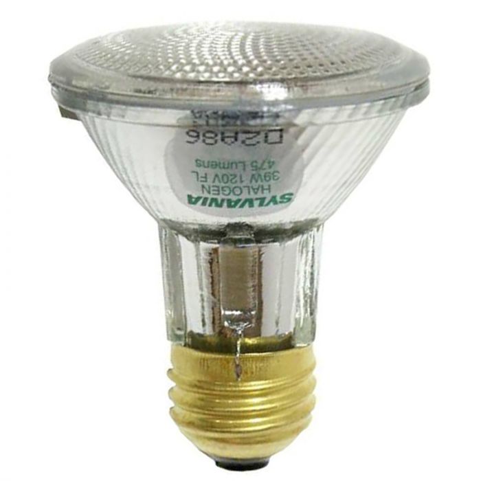 Sylvania 16108 39PAR20/HAL/SP10/130V 39 watt PAR20 Halogen Flood Lamp to replace 50PAR20, Medium (E26) base, 10º beam angle, 475 lumens, 1,500hr life, 130 volt. *Discontinued*