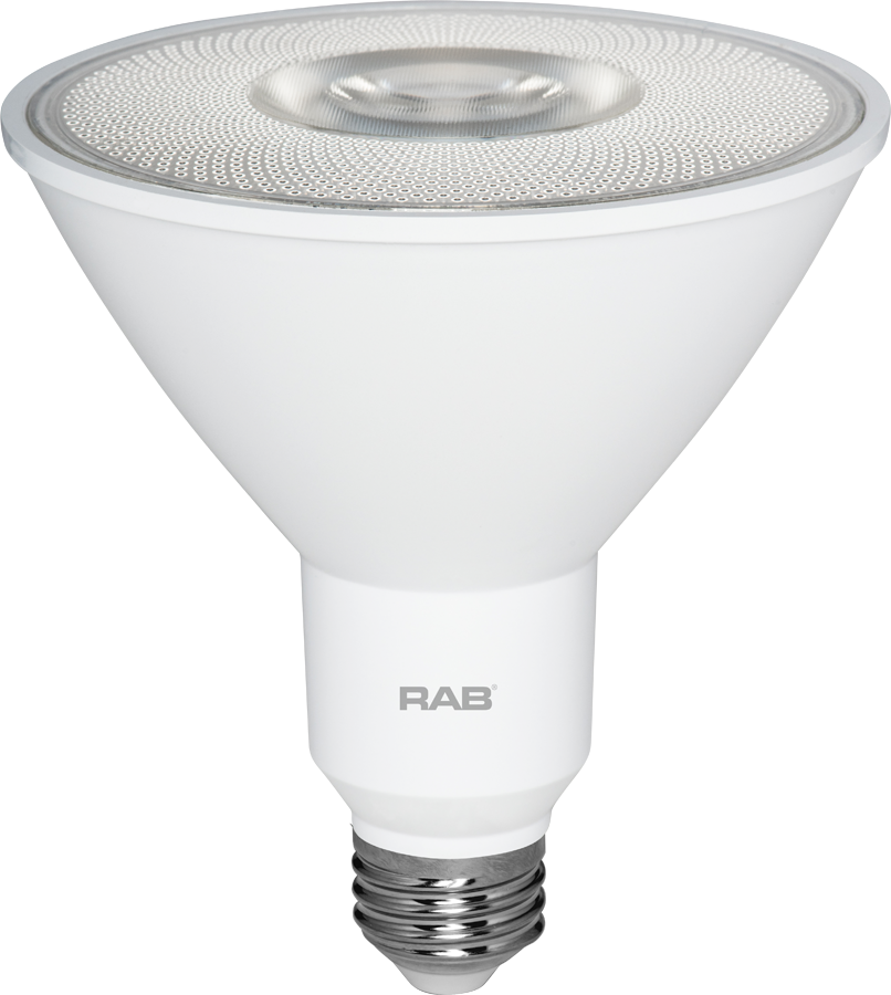 Rab PAR38-12-927-25D-DIM E26 12 watt PAR38 LED Flood lamp, Medium (E26) Base, 2700K, 950 lumens, 25º beam angle, 40,000hr life, 120 Volt, Dimming