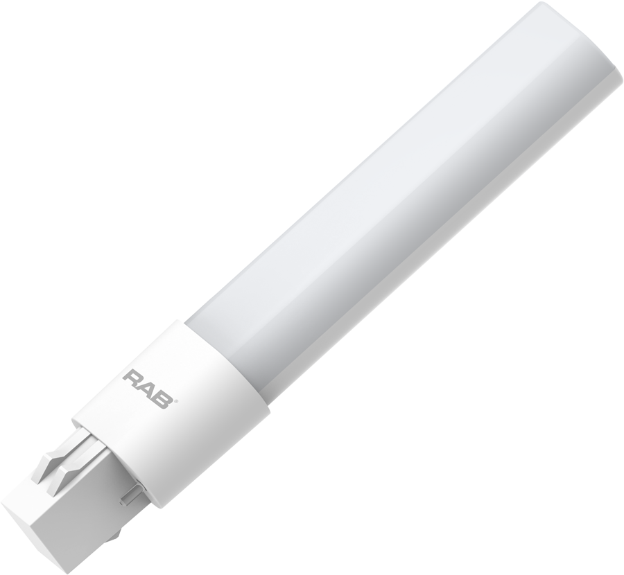 Rab PLS-5.5-H-850-HYB 5 watt LED Horizontal Plug-and-Play Lamp to replace 13W CFL, Bi-Pin (GX23) base, 5000K, 500 lumens, 50,000hr life, Hybrid (Ballast Compatible or Ballast Bypass). *Discontinued*