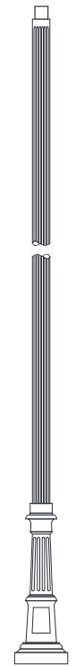 PL&S DBDM - 4F - 14 - BK 14' x 4" Decorative Fluted Pole, 8" BDC, Black Finish - Lighting Supply Guy