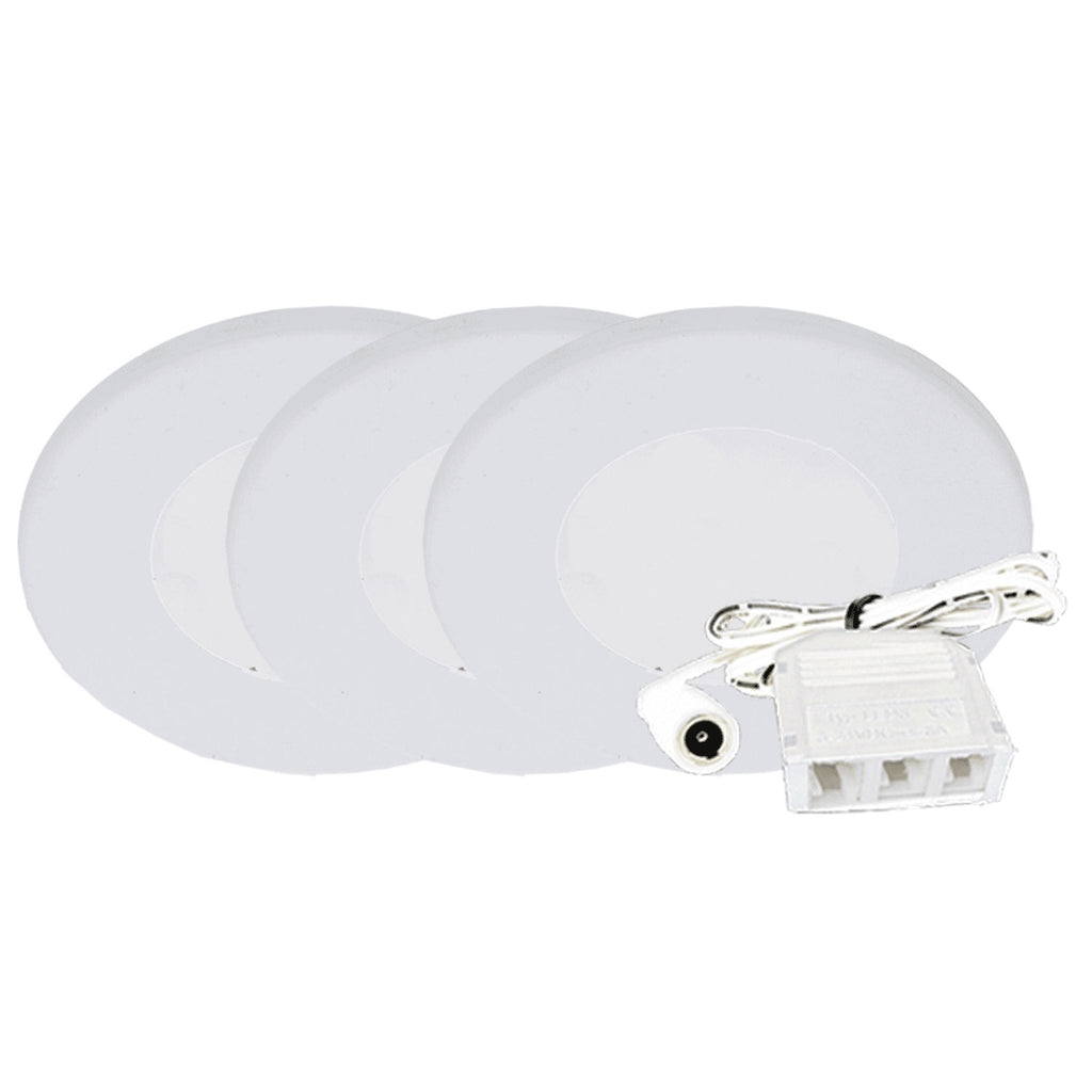 Westgate PL12-3KIT-40K-WH 2 Watt Linkable Surface or Recessed Mount LED, 4000K, 120LMS, 12VDC, White Finish, 3-Pack