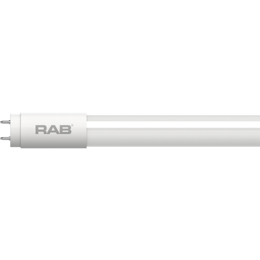 Rab T8-10-36G-835-HYB 10 watt T8 LED 2' Linear Tube Lamp, Medium Bi-Pin (G13) Base, 3500K, 1600 lumens, 50,000hr life, 120-277 Volt, 0-10V Dimming, Ballast Compatible or Ballast Bypass