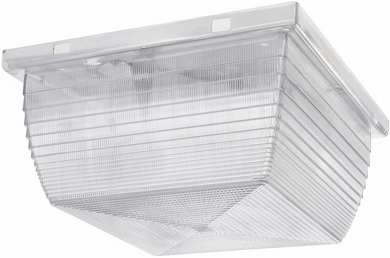 Rab VAN2F32QT Vandalproof Fixture, 8-1/2" x 4-1/4" tall, Ceiling mount, Clear Polycarbonate Refractor, w/ 32W CFL, 2400 lumens, 12,000hr life, 120-277 volt, White Finish. *Discontinued*