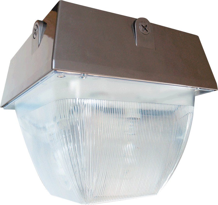 Rab VAN5HH100QT Vandalproof Fixture, 12-1/2" x 12-1/4" tall, Ceiling mount, Clear Polycarbonate Refractor, w/ 100W MH, 9000 lumens, 20,000hr life, 120-277 volt, Bronze Finish