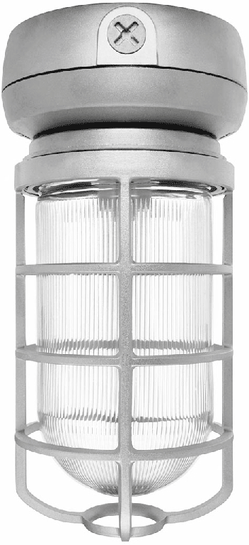 Rab VXLED13DG 13 watt LED Vaporproof Cast Guard Fixture, 6" x 11-1/4" tall, Ceiling Mount, 5000K, 729 lumens, 100,000hr life, 120-277 volt, Natural Finish