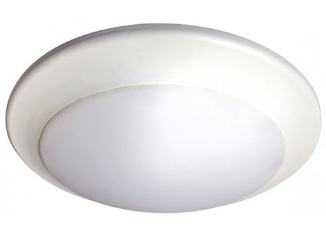 Westgate DLSN6-30K  6" 15 watt LED Downlight Disc Fixture, Surface mount, Polycarbonate White lens, 3000K, 1000 lumens, 50,000hr life, 120 volt, Dimming, White Finish, Suitable for Wet Location